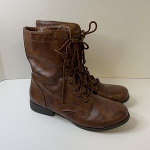 Brown combat boots